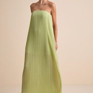 Lulus Yamuna Light Green Pleated Strapless Maxi Dress - Size M
